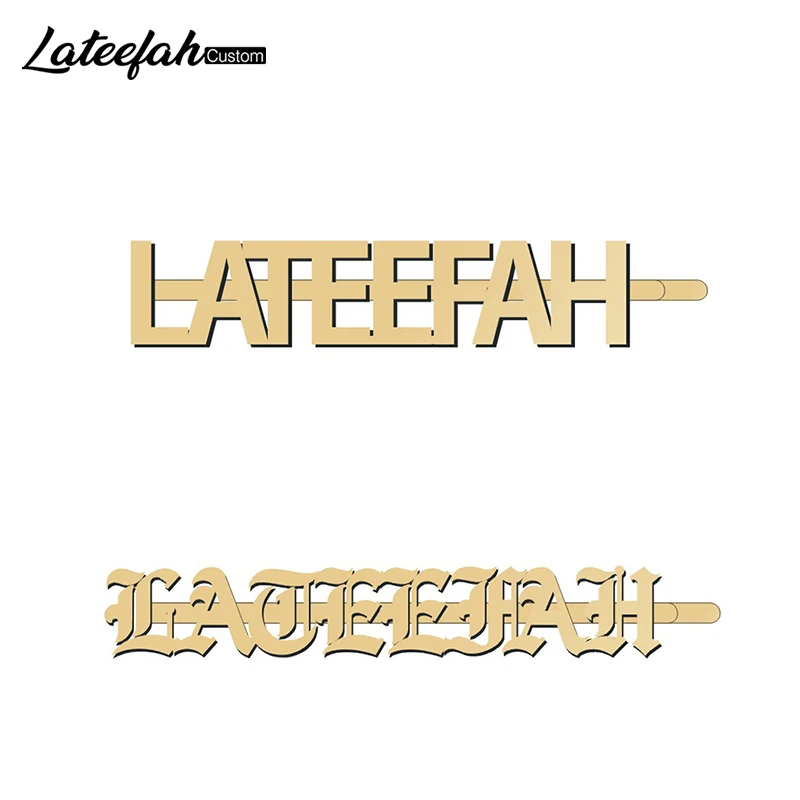 Lateefah Hiapins Custom 6 Font Girl Lady's Metal Geometric Hair Clips For Women Hair Pins Accessory Special Gift fat little kwai full set of stickers girl decorative hand book and paper tape special oil tape