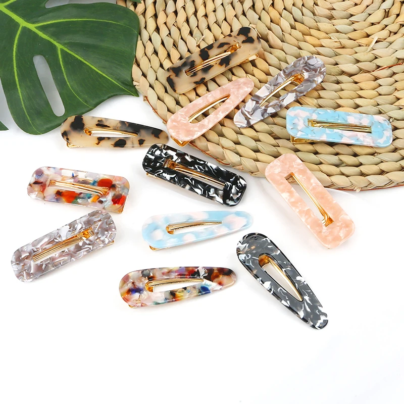 

Acrylic Hollow Water Drop Rectangle Hair Clips For Women And Girls Tin Foil Sequins Hairpins Headband Barrettes Hair Accessories