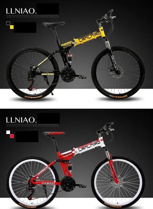 Top LLNiao Mountain bike 24/26 inch Tire 21/27-speed double disc brakes Bicycle 23