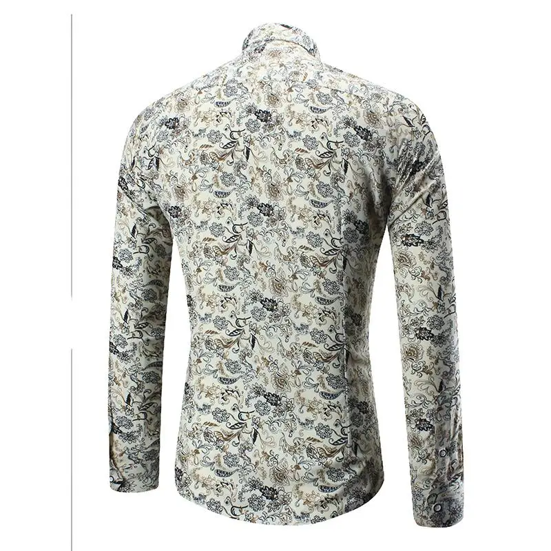 2018 جديد أزياء الرجال عارضة قميص طويل الأكمام أوروبا نمط صالح سليم قميص الرجال عالية الجودة الزهور قمصان camisa الغمد