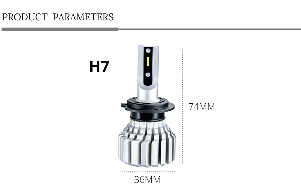 Foxcncar 10000LM 72W H4 H7 H8 H9 H11 Car LED Headlights Hi Lo beam 9005 HB3 9006 HB4 H1 H3 H15 9004 9007 9012 CSP Chip 12V 6500K (9)