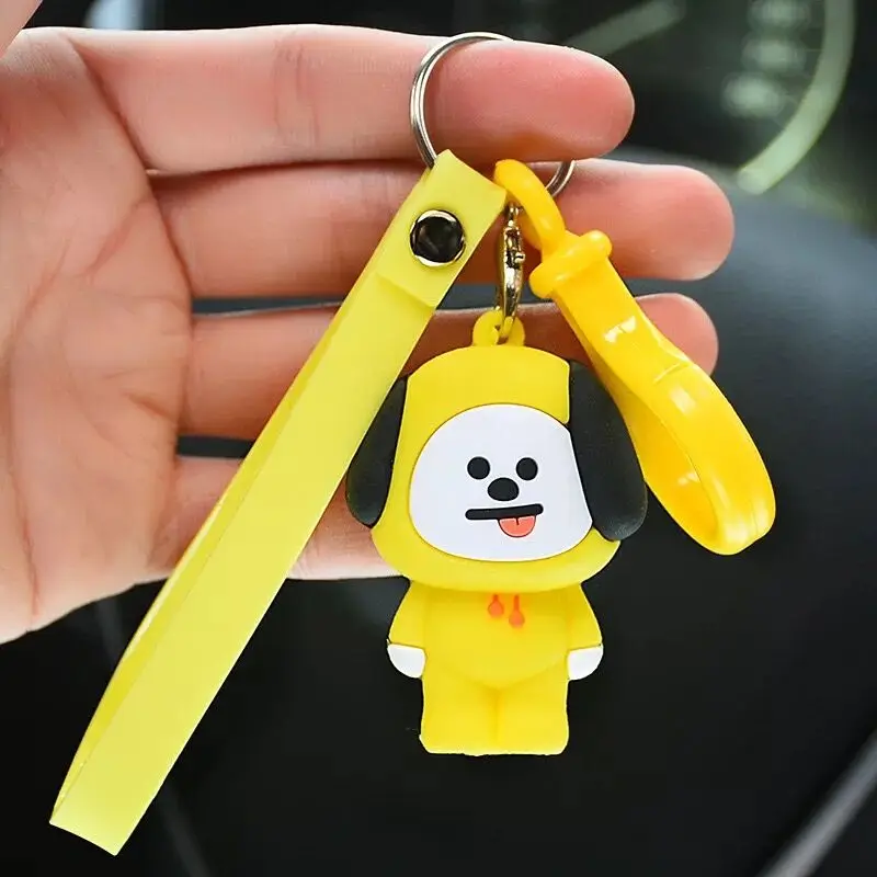 

Cute cartoon KPOP bt21 Keychain animal bag Pendant Key ring Holder Tata Chimmy Handbag Charm For boys girls