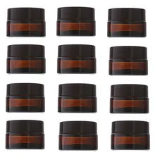 12pçs 20g de embalagem de cosméticos de creme de vidro âmbar embalagem de cosméticos com tampa de plástico preto e forro interno vazio pote de vidro pequeno
