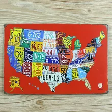 Топ Мода XD36" карта США" жестяная пластина знаки плакат фильм Искусство кафе бар винтажная металлическая живопись наклейки на стену домашний декор 20X30 см