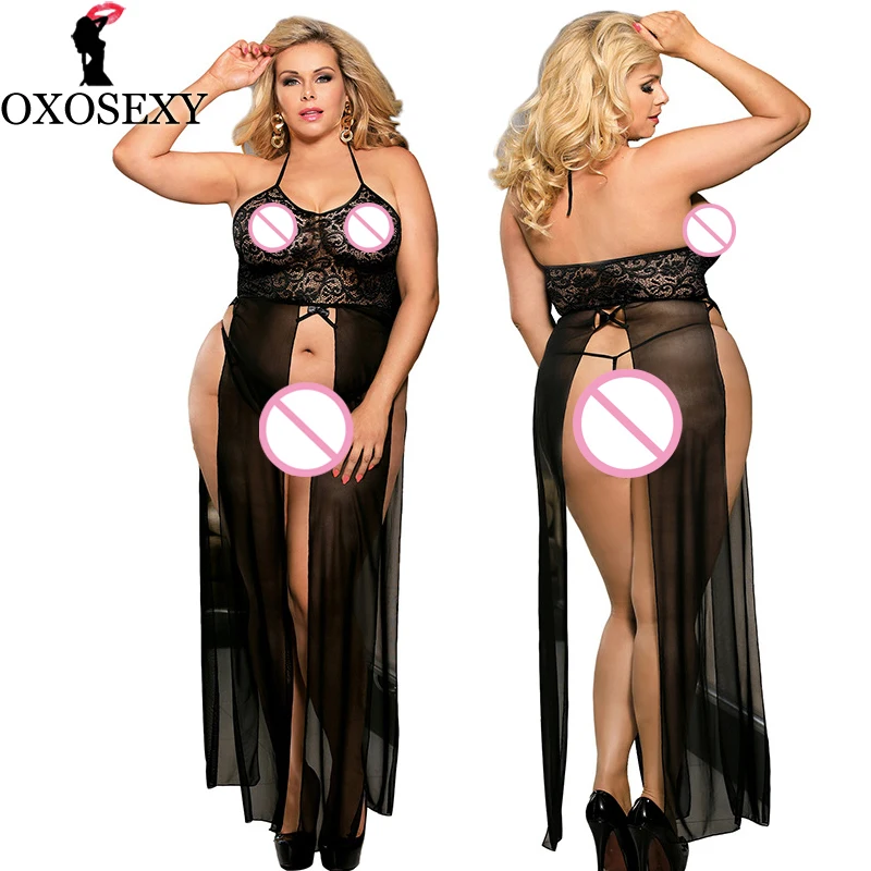 

xxxl 5xl Blue WhiteBow Open Long BabyDoll Women Sexy Hollow Out Erotic Lingerie Porno Costumes Sexy Lingerie Dress Sleepwear 252