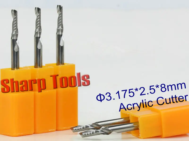 

3.175x2.5x8mm Specialized Acrylic Cutting knife tools Woodworking router bit, 1 Flute End Mill solid carbide bits Cutter Knife