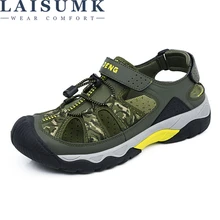 LAISUMK/кожаные мужские сандалии; Летняя обувь; мужские сандалии-гладиаторы; Открытая дышащая пляжная обувь на толстой подошве