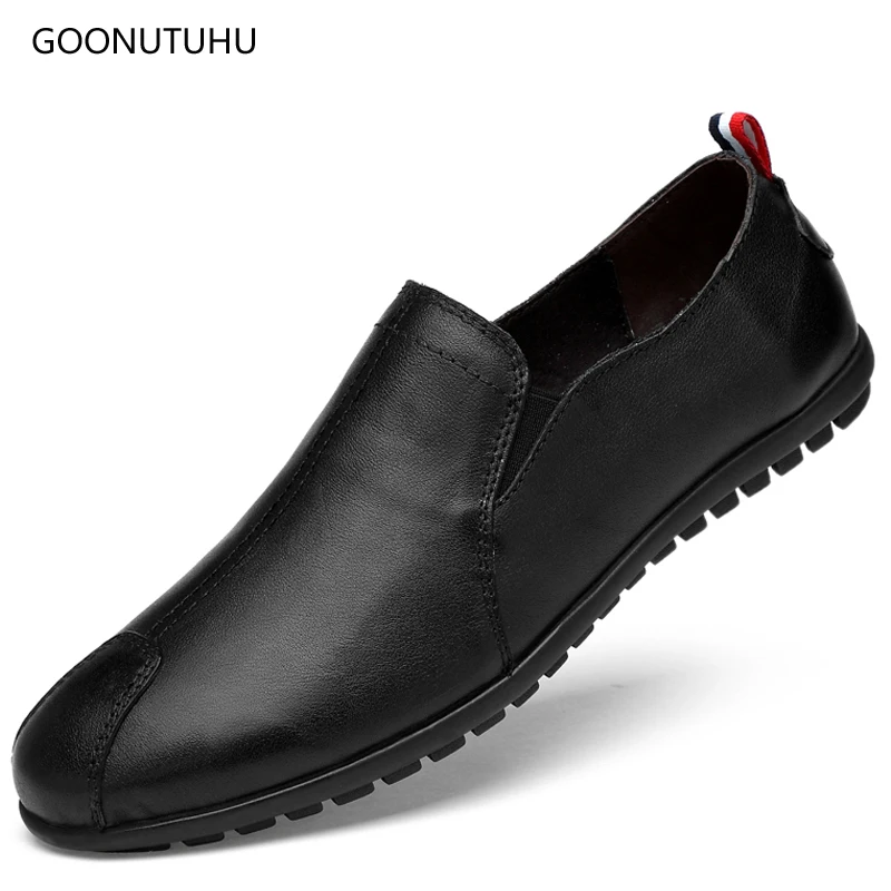 

Fashion men's shoes casual leather loafers male breathable slip-on shoe man driving travel black & white platform shoes for men