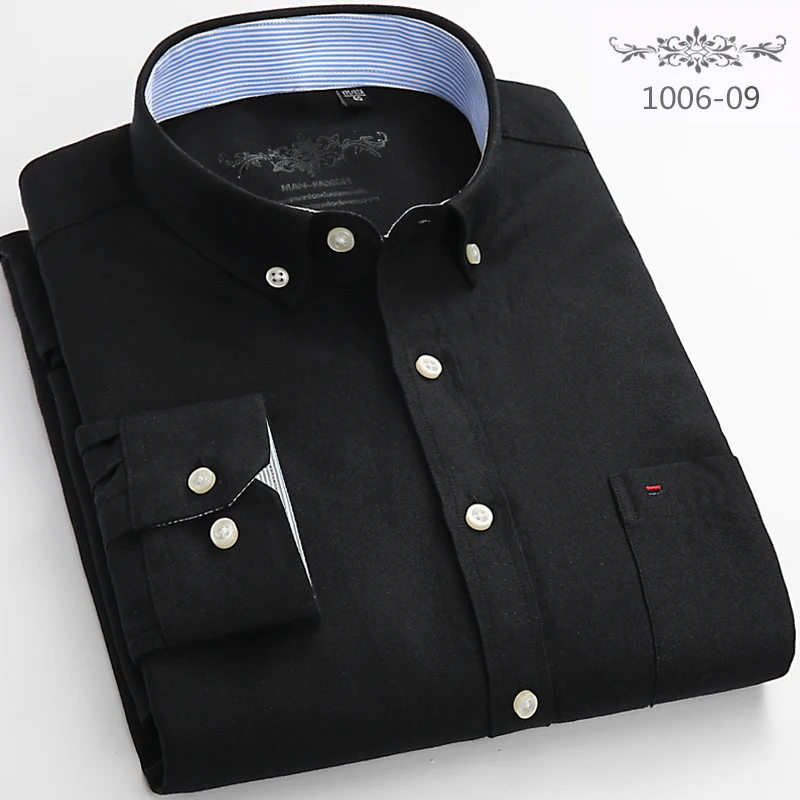 Повседневные мужские рубашки большого размера 6XL, мужская рубашка в полоску, дизайн, супер высокое качество, деловая рубашка, Мужская брендовая оксфордская рубашка - Цвет: black 1006 09
