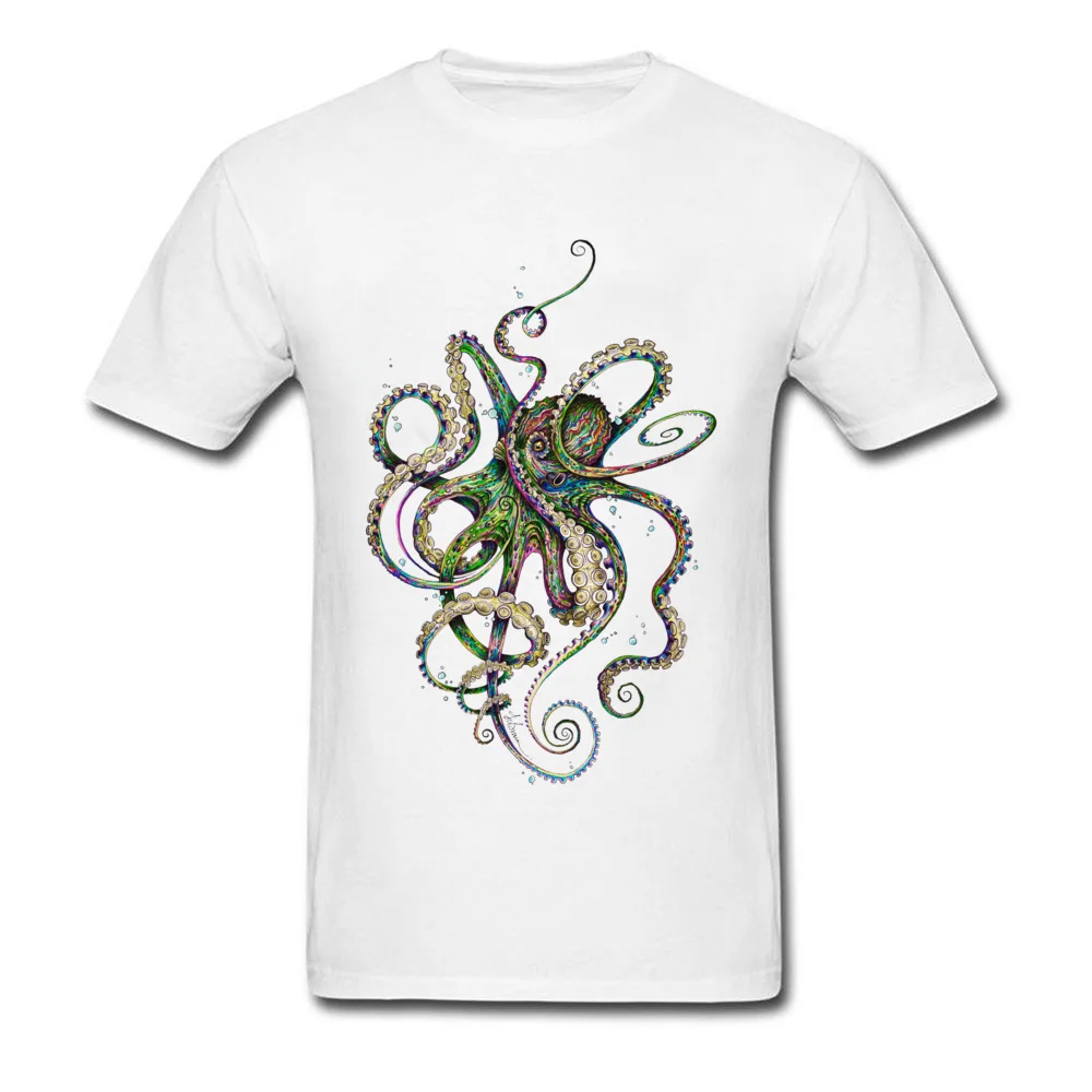 Octopsychedelia Comics Summer/Fall 100% Cotton Round Collar Mens Tops Tees Design Tops T Shirt Faddish Short Sleeve Top T-shirts Octopsychedelia white