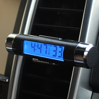 

2 in 1 Air Vent Outlet Car Clock Thermometer Digital Time LCD Display Screen Styling Auto Accessories