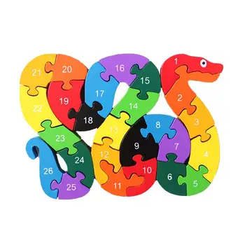 

WOTT Alphabet Puzzle 3D Wood Child Educational Games Animals Snake Toy Gift