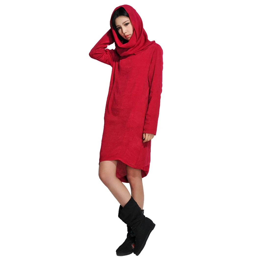 2017 fashion Women's hoodies red hooded 2017 long hoodies Autumn and