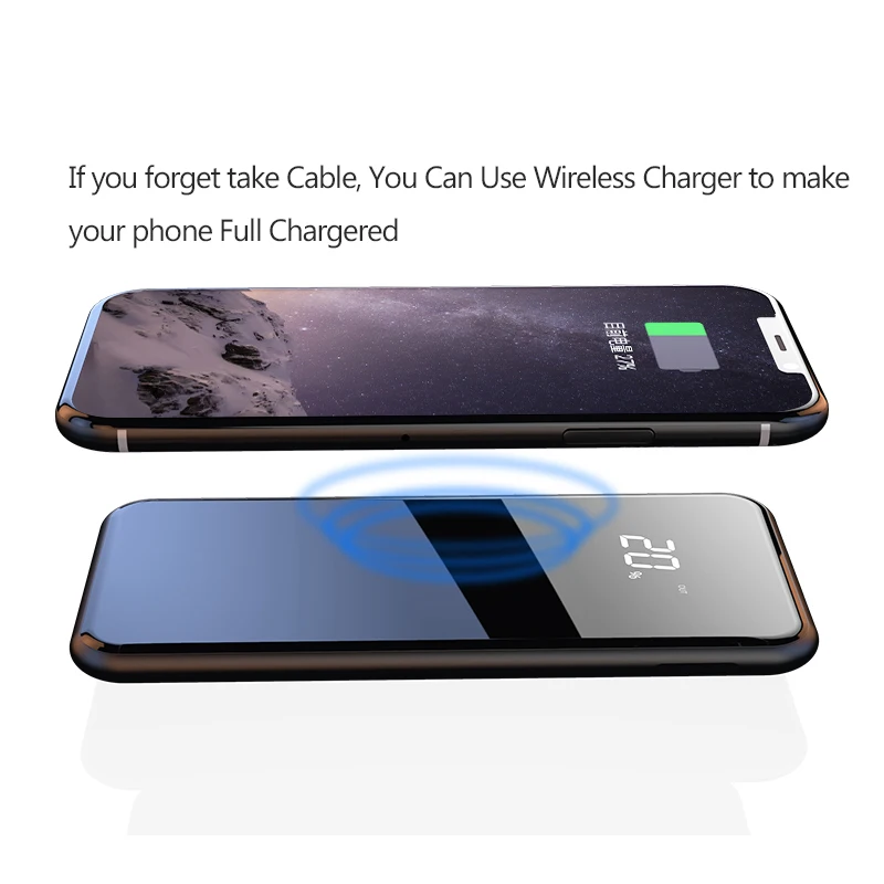 

10000mAh QI Wireless Charger Power Bank For iPhone XS Max Xiaomi LCD Dual USB External Battery Phone Wireless Charging Powerbank
