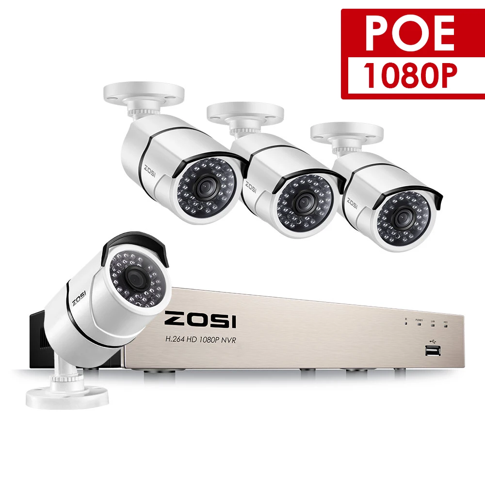 Goede ZOSI 8CH NVR 1080 p IP Netwerk POE Video Record IR Outdoor CCTV Bewakingscamera Home video Surveillance kit