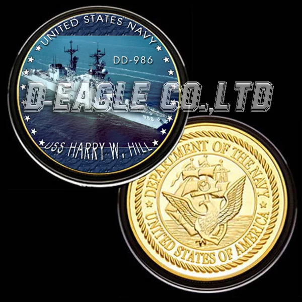 

US Navy USS DD-986 Colorzied Printed Commemorative Coin/Souvenir/Custom Coin/ Medal