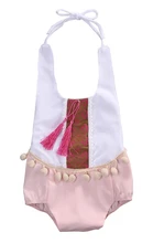 2016 Fashion Baby National Clothes Boys Girls Sleeveless National Tassels Romper Jumpsuit Outfits Sets Sunsuit