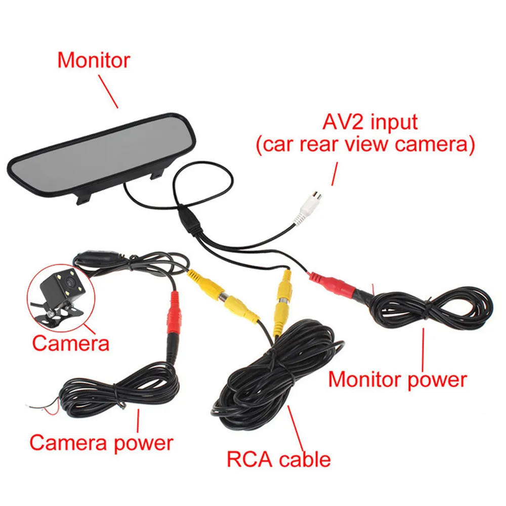 5 дюймов TFT lcd HD800* 480 экран автомобильный монитор зеркало заднего вида парковочный монитор с 2 видео входом, камера заднего вида опционально