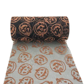 

David accessories 5.2" Halloween pumpkin web snow tulle Mesh Sewing Wedding Decoration DIY Crafts Holiday,10Yc2715