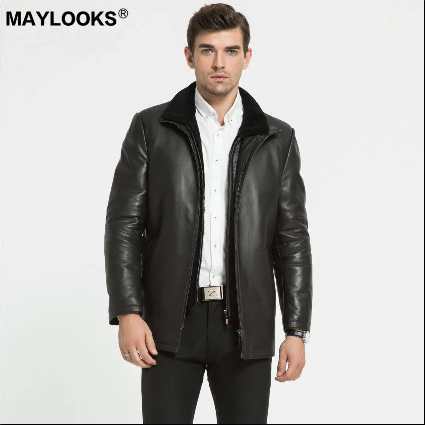 Maylooks 2018 Осень Зима Новая мужская кожаная кожа овечья без длинного пера вниз. WS129 |
