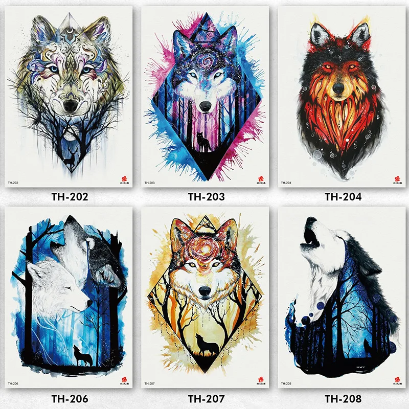 

Temporary tattoos waterproof boy men arm tattoos children butch Wolf animal motifs tatuajes temporales a prueba de agua