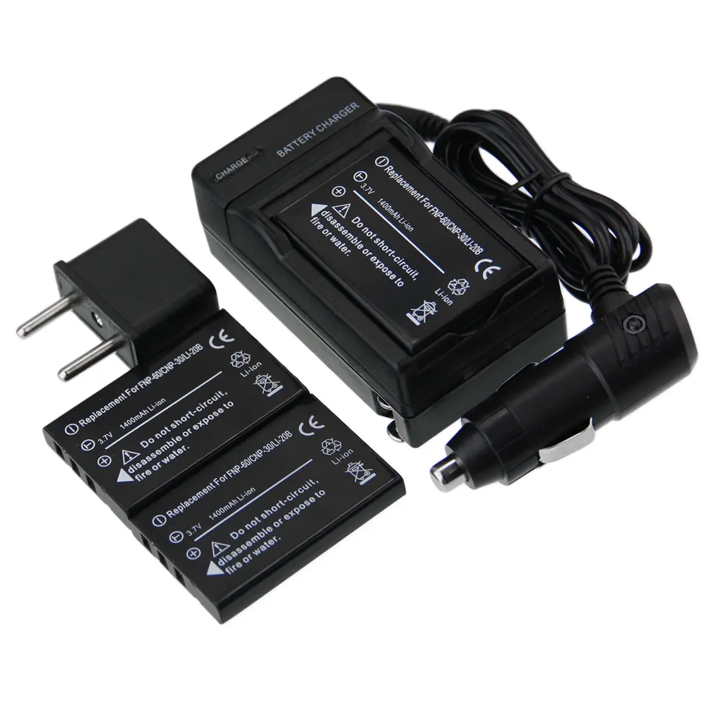 3pcs Battery+Charger NP 60 NP 60 NP60 Rechargeable Camera Battery For