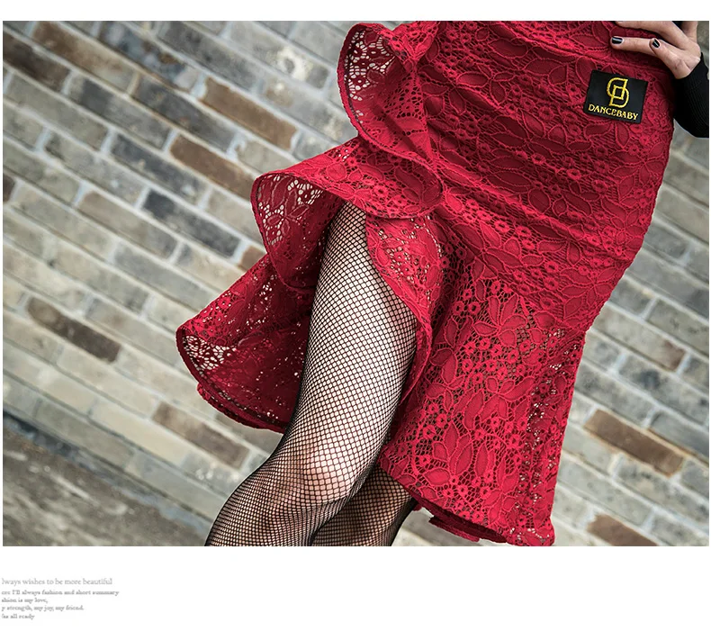 Латинские танцевальные юбки для женщин сексуальные эластичные кружевные рыбные кости танцевальные юбки для дам Сальса ча Практика