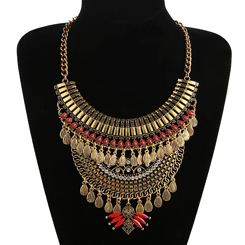 

LOVBEAFAS Bohemian Statement Necklaces & Pendants For Women Collier Jewelry Crystal Tassel Collar Boho Colar Vintage Necklace