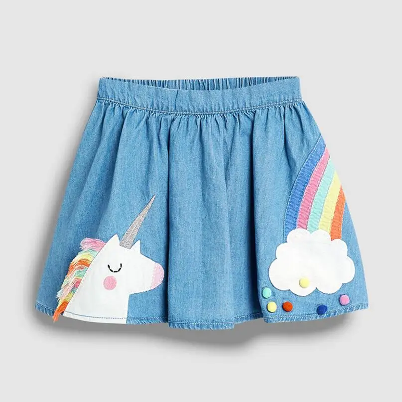 Little maven/Новинка года; летняя одежда для маленьких девочек; хлопковые мини-юбки с вышитыми животными и радугой; S0498