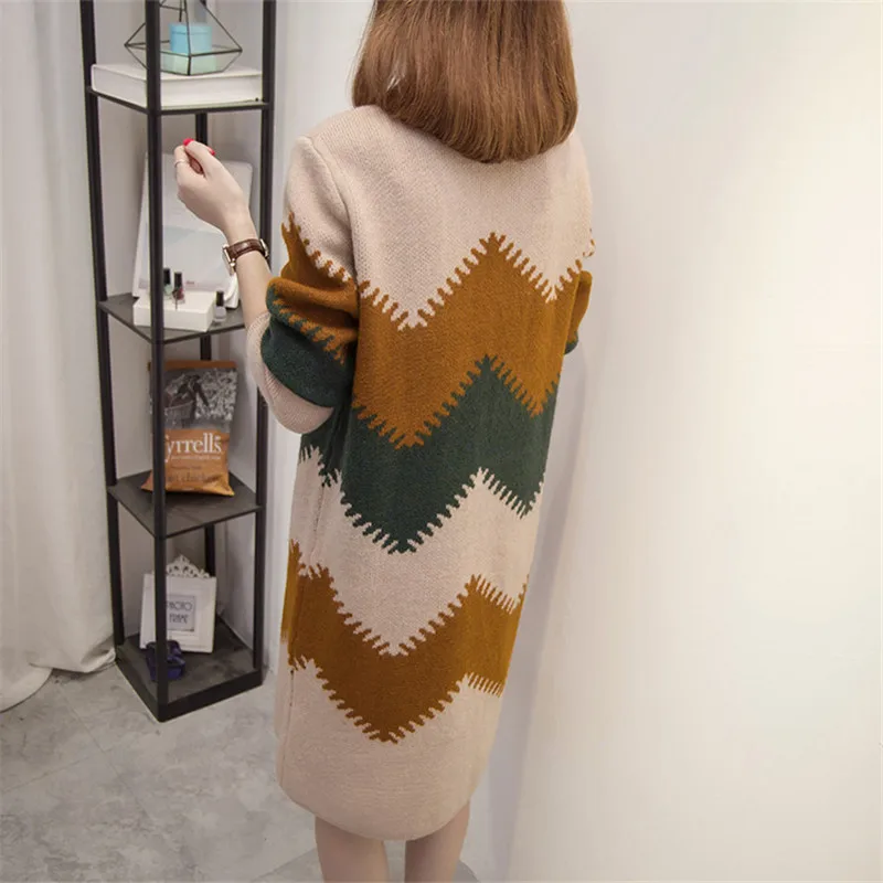 Leiouna размера плюс 4XL пуловер Длинный секционный весна осень зима вязаный первоклассник рубашка свободное платье сохраняющий тепло свитер
