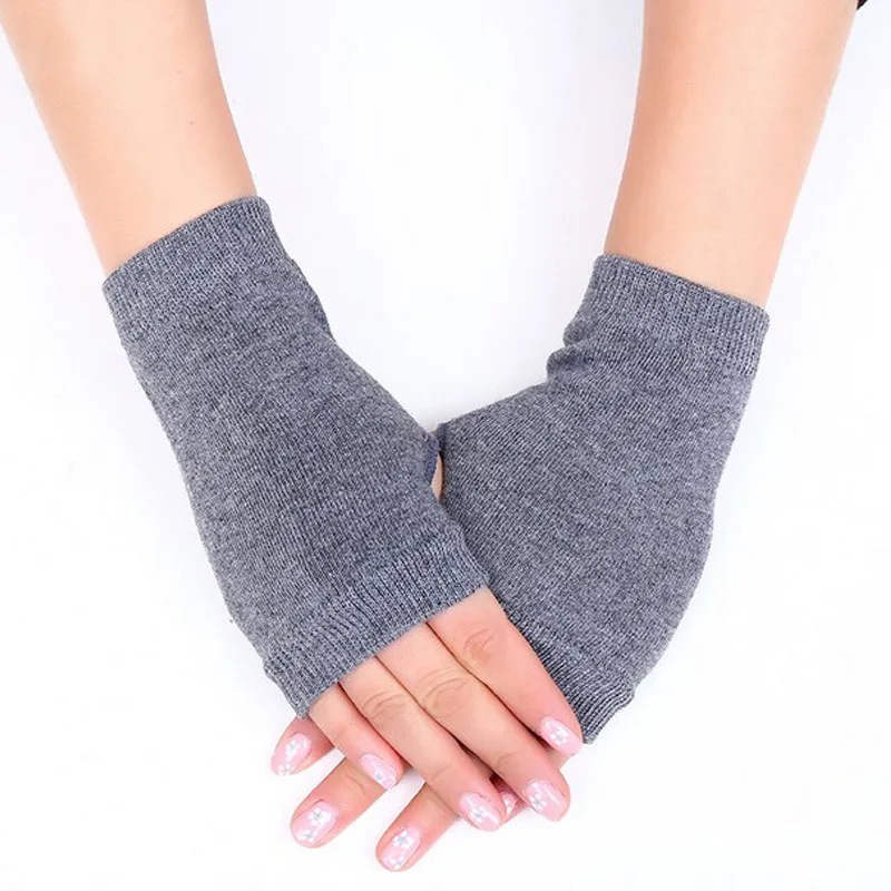 1 пара Для женщин кашемир теплые, без пальцев Зимние перчатки запястье руки теплые перчатки однотонные модные перчатки Для женщин
