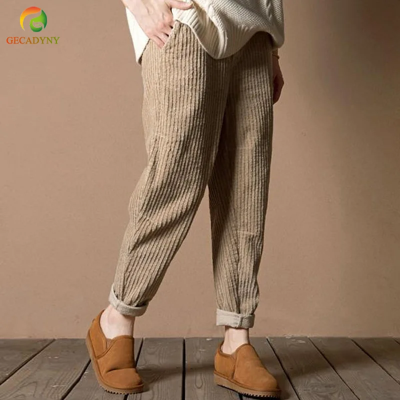 

Spring Autumn New Women Casual Cute Corduroy Harem Pants Loose Students Solid Fashion Elastic Band Brief Trousers Female M-3XL