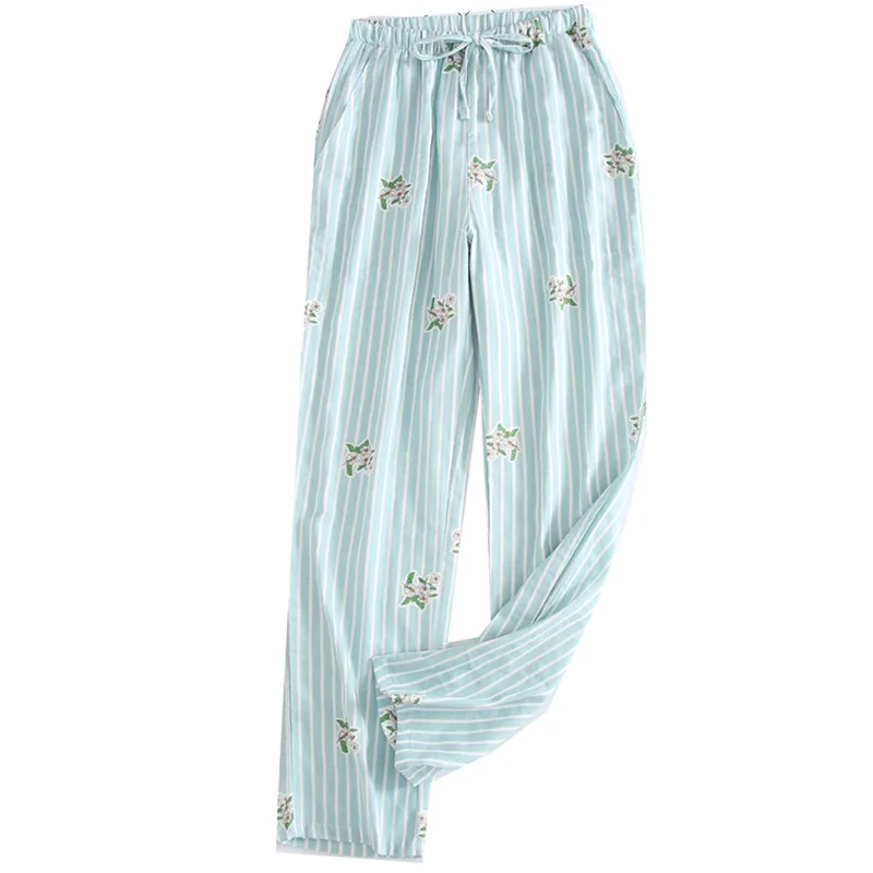 Новые пижамные брюки женские двухслойные марлевые свободные брюки хлопок трикотажные японские домашние брюки всесезонные спящие
