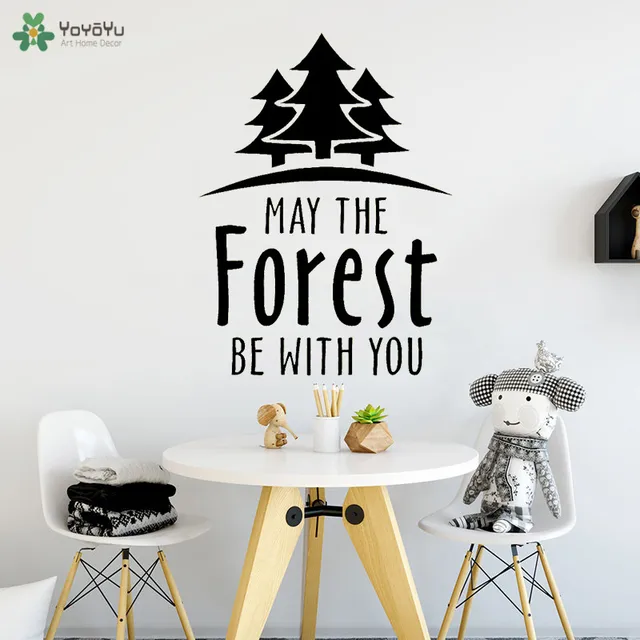 Yoyoyu Wall Decal Adventure Tree Vinyl Wall Stickers Quotes May The Forest Be With You Kids Room Decoration Hiking Decor Ct614 Wall Stickers Aliexpress