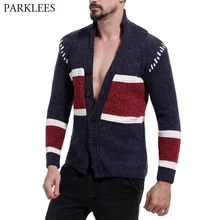 Сексуальный Кардиган с глубоким v-образным вырезом, мужской свитер, новинка, брендовая полосатая однобортная трикотажная одежда, мужские повседневные облегающие кардиганы Sueter Hombre