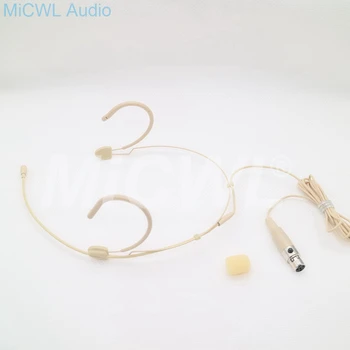 ベージュヘッドセットマイク。無指向性マイクコンデンサーヘッドセットヘッドウォーンマイク 4 ピン Shure のワイヤレスシステムとボディパックトランスミッター