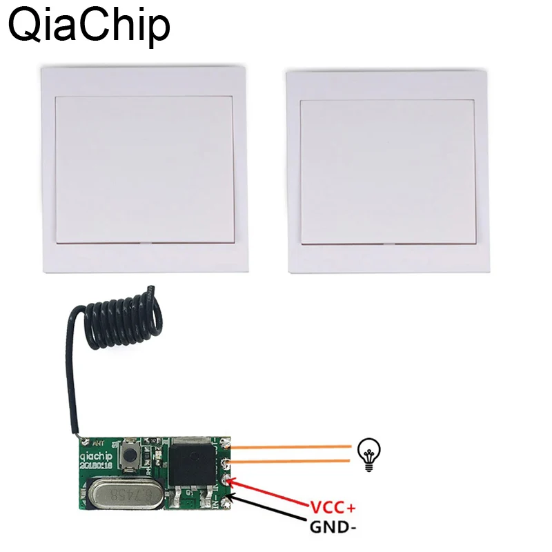 Wall Panel Switch and Receiver Module for Light, Gate, Door Control