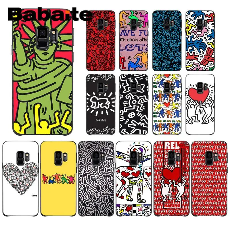 

Babaite art keith haring graffiti Slim Black Silicone Phone Case For Samsung GALAXY Note2 Note3 Note4 Note5 Note7 Note8 Note9