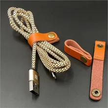 100Pcs Leather Earphone Headphone Winder Cable Organizer Holder Cord Management Holder Wrapped For Charging USB Data Line