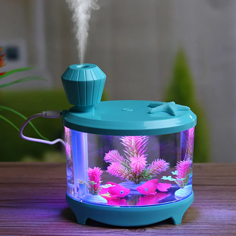 

Beautiful Fishtank Humidifier 460ml large Capacity USB Diffuser Home Office Desktop Colorful Soft Night Light Air Humidifier