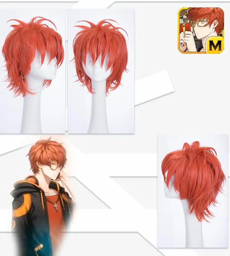 

Games Mystic Messenger 707 Red Wig Cosplay Halloween Role Play