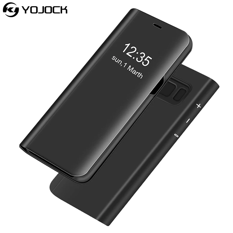 

YOJOCK Clear View Flip Case For Samsung Galaxy S8 S9 Plus S7 S6 Edge A3 A5 A7 2017 NOTE 8 Mirror Smart Leather Phone Cover Capa