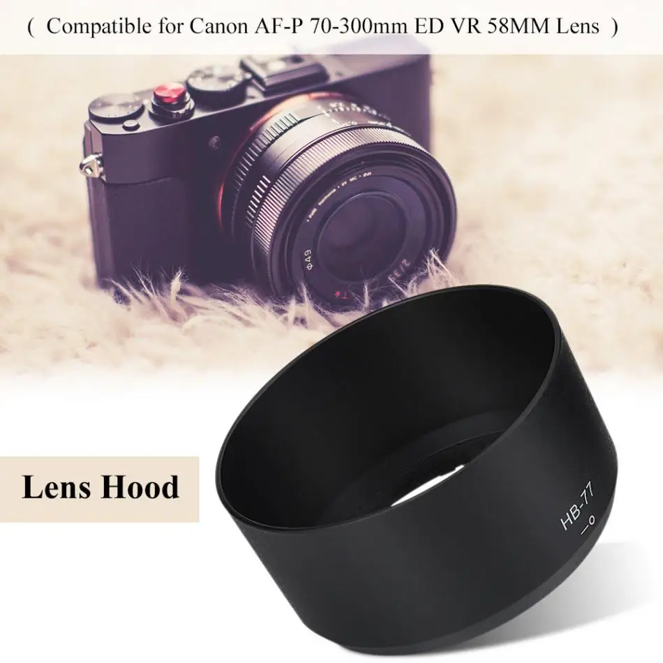Camera Lens Hood HB 77 for Canon AF P 70 300mm ED VR 58MM Lens Plastic