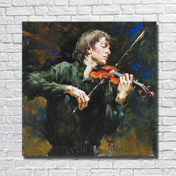

Modern Pure Hand-painted Man Play Violin Oil Painting On Canvas Beautiful Painting Modern Home Decoration Picture No Frame