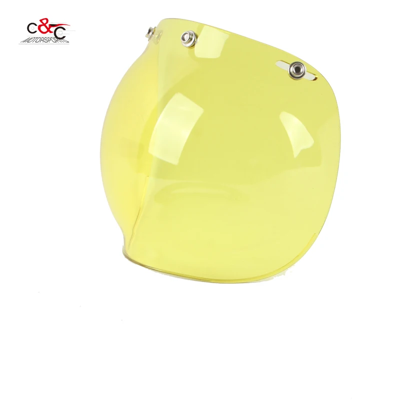 Доступно 3/4 открытым лицом винтажный шлем прозрачный защитный смотровой щиток объектив черный прозрачный 6 цветов - Цвет: yellow