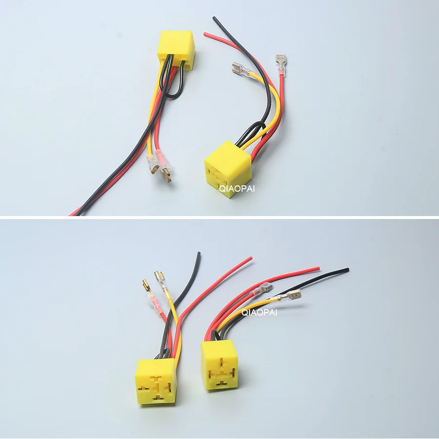1 Pair Relay Socket Motorcycle Car 12V/24V Air Horn Relay Socket Plug Modified Scooter 4Pin Base Disc Horn Wire Connector