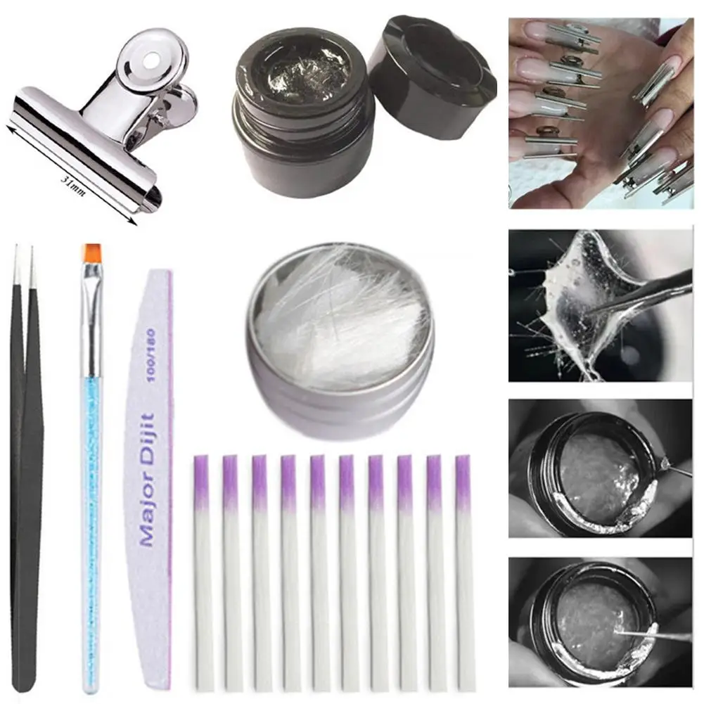 

Professional Fiberglass Nail Kit Anself Fiber Nails Glass Acrylic Nail Salon Tool Fiberglass Extension Nails Gel Kit (No Glue)