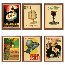 Vintage 1900s bebidas alcoholicas licor Ads cartel coñac Jacquet clásico lienzo pinturas pegatinas de pared decoración del hogar regalo