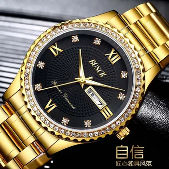 

Men Watches 2019 Luxury Top Brand Gold Diamond Role Quartz Steel Calendar Luminous Relogio Masculino Wrist Watch Clock
