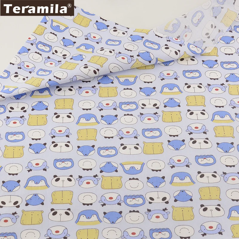 

TERAMILA 100% Cotton Fabric Twill Fat Quarter Home Textile Material Bed Sheet Patchwork Quilting Tecido Cartoon Animals Head